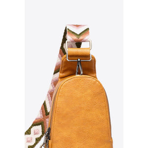 Random Pattern Adjustable Strap PU Leather Sling Bag -