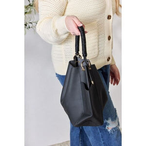 Relaxed Feel Faux Leather Handbag with Pouch - Purses