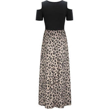 Cargar imagen en el visor de la galería, Relaxed Summer Feel Leopard Round Neck Cold Shoulder Dress