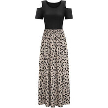 Cargar imagen en el visor de la galería, Relaxed Summer Feel Leopard Round Neck Cold Shoulder Dress