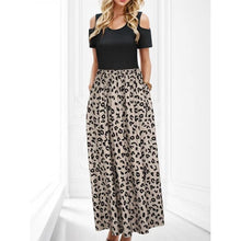 Cargar imagen en el visor de la galería, Relaxed Summer Feel Leopard Round Neck Cold Shoulder Dress