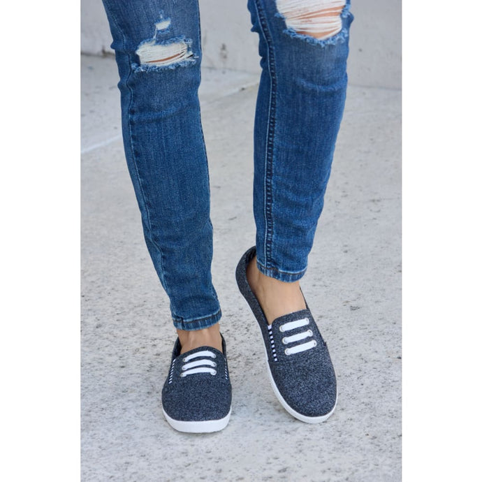 Round Toe Slip-On Flat Sneakers - Shoes