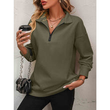 Load image into Gallery viewer, Sleek Classy comfort Fit Zip-Up Dropped Shoulder Sweatshirt