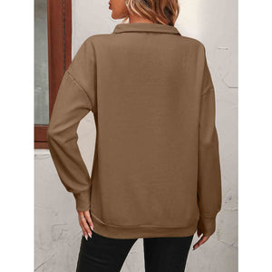 Sleek Classy comfort Fit Zip-Up Dropped Shoulder Sweatshirt