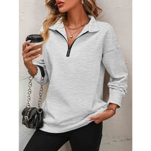 Load image into Gallery viewer, Sleek Classy comfort Fit Zip-Up Dropped Shoulder Sweatshirt