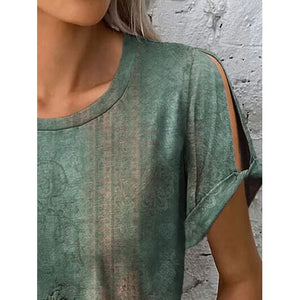 Summer Sleek Printed Round Neck Short Sleeve T-Shirt 4