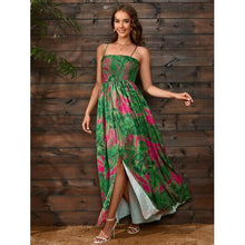 Load image into Gallery viewer, Slit Smocked Printed Spaghetti Strap Dress - summer