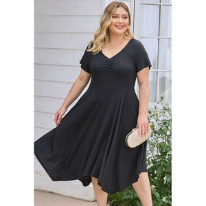 Sophisticated Plus Size Crisscross V-Neck Short Sleeve