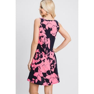 Stylish Floral V-Neck Tank Dress with Pockets - Dresses
