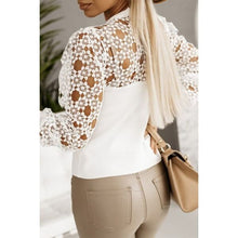 Load image into Gallery viewer, Stylish Hollowed Floral Lace Spliced Long Sleeve Blouse