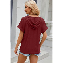 Load image into Gallery viewer, Summer Drawstring Hooded Short Sleeve Blouse / Available