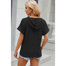 Load image into Gallery viewer, Summer Drawstring Hooded Short Sleeve Blouse / Available