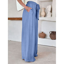 Load image into Gallery viewer, Summer Drawstring Pocketed Wide Leg Pants/Available In 4