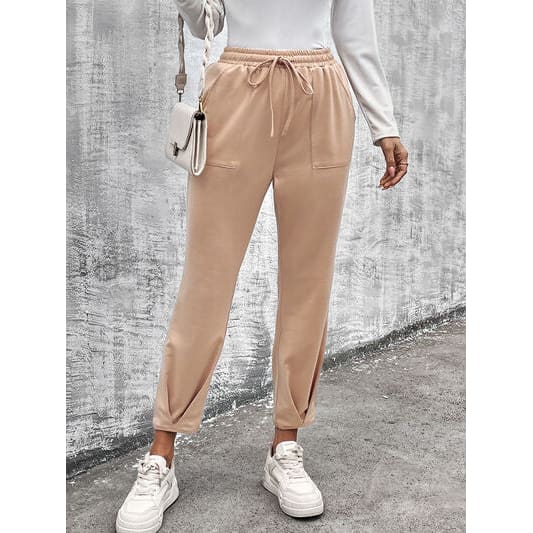 Summer Drawstring Straight Pants with Pockets