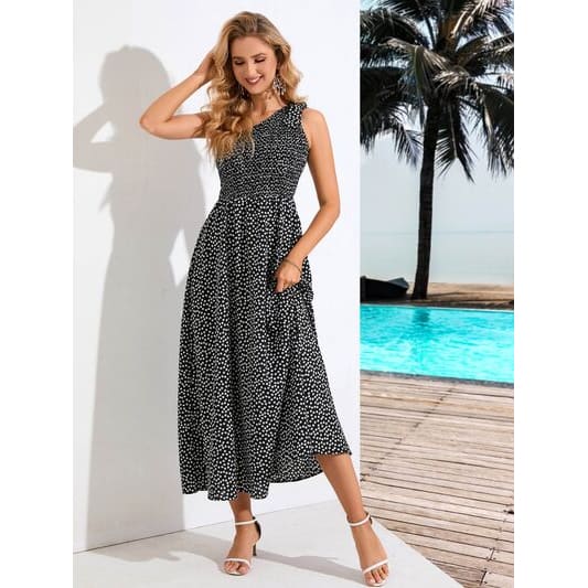 Summer Printed Single Shoulder Midi Dress - Collection