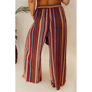 Summer Printed Tied Wide Leg Pants