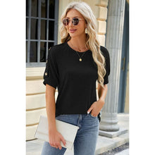 Cargar imagen en el visor de la galería, Summer Round Neck Buttoned Short Sleeve T-Shirt - Collection