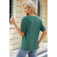 Cargar imagen en el visor de la galería, Summer Round Neck Buttoned Short Sleeve T-Shirt - Collection