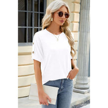 Cargar imagen en el visor de la galería, Summer Round Neck Buttoned Short Sleeve T-Shirt - Collection