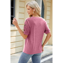 Cargar imagen en el visor de la galería, Summer Round Neck Buttoned Short Sleeve T-Shirt - Collection