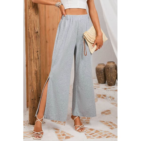 Summer Slit Elastic Waist Pants