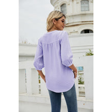 Cargar imagen en el visor de la galería, Swiss Dot Notched Neck Three-Quarter Sleeve Blouse