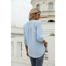 Cargar imagen en el visor de la galería, Swiss Dot Notched Neck Three-Quarter Sleeve Blouse