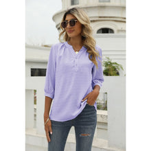 Cargar imagen en el visor de la galería, Swiss Dot Notched Neck Three-Quarter Sleeve Blouse