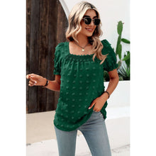 Load image into Gallery viewer, Swiss Dot Puff Sleeve Square Neck Blouse - Tops