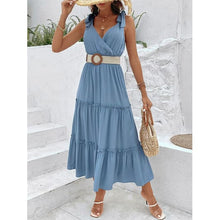 Load image into Gallery viewer, Tie Shoulder Smocked Waist Sleeveless Tiered Dress - Dresses