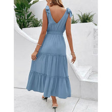 Load image into Gallery viewer, Tie Shoulder Smocked Waist Sleeveless Tiered Dress - Dresses