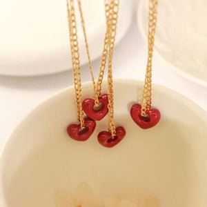 Titanium Steel Heart Pendant Necklace Matching Earings