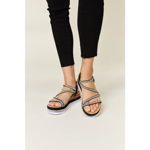 Women’s Rhinestone Strappy Wedge Sandals